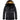 Men's black hooded puffer jacket with a waterproof and insulated design, featuring long sleeves and a high collar for added warmth, suitable for winter wear.