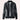 Men's tailored fit black leather bomber jacket with faux grey sleeves and a collar, size XL.