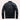 Men's black leather motorcycle jacket featuring a stylish zipper and button collar, with long sleeves and front pockets.