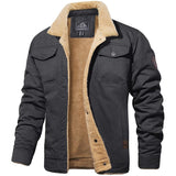Men's dark gray Sherpa-lined military winter jacket, size 3XL, featuring a thermal insulated design, long sleeves, and a collar.
