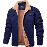 Men's black sherpa-lined military winter jacket in 3XL, featuring a thermal insulated design with long sleeves, a structured collar, and a sleek exterior.