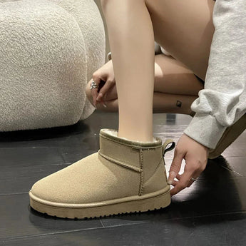 Men's khaki slip-on winter boots with fleece lining, non-slip soles, and durable construction, shown in size 42.