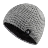Men's black thermal beanie with fleece lining and a snowflake emblem on the front.