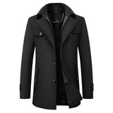 Men's black wool double-breasted winter coat in size 3XL, featuring a stylish and elegant design with a classic collar, long sleeves, and button detailing.