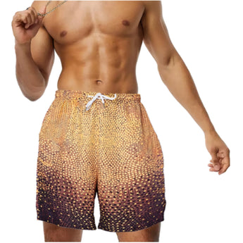 Men's blue ombre quick-dry swim shorts with adjustable drawstring, shown in khaki color, size 2XL.