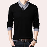Men's black knit sweater in XL, featuring a stylish winter pullover design with long sleeves and a round neckline.