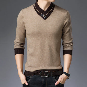 Men's burgundy knit sweater in XL size, featuring a stylish winter pullover design with a comfortable fit, displayed on a mannequin against a white background, highlighting shoulder and neck details.