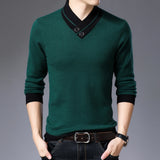 Men's green knit sweater in XL size displayed against a white background, showcasing the stylish winter pullover with a subtle jersey texture and elegant neck design.