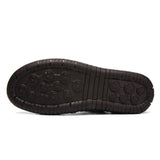 Men's casual brown leather sandals designed for breathability and lightweight comfort, featuring a slip-on style with a synthetic rubber sole suitable for outdoor use.