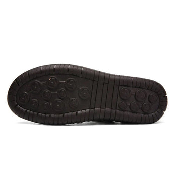 Men's casual brown leather sandals designed for breathability and lightweight comfort, featuring a slip-on style with a synthetic rubber sole suitable for outdoor use.