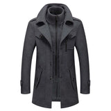 Men's charcoal grey wool blend tailored winter overcoat in size 5XL, featuring a classic design with a notched collar, long sleeves, and button closures, offering a sophisticated and stylish look suitable for cold weather.