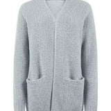 Men's Classic Grey Ribbed Knit Sweater, stylish winter crewneck pullover with long sleeves and a woolen texture.