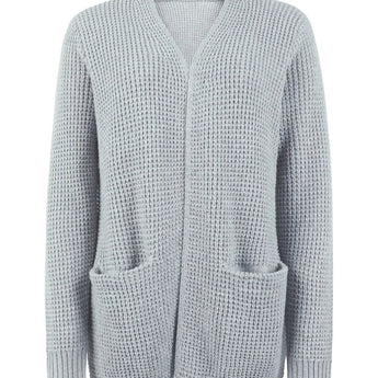 Men's Classic Grey Ribbed Knit Sweater, stylish winter crewneck pullover with long sleeves and a woolen texture.