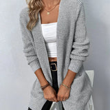 Men's Classic Grey Ribbed Knit Sweater, XL, crewneck pullover, grey color, long sleeves, modeled by a person.