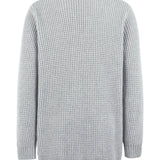 Men's classic grey ribbed knit sweater, stylish winter crewneck pullover with long sleeves.