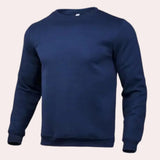 Men's marine blue crewneck sweatshirt in XL, featuring long sleeves and a soft, casual design perfect for everyday wear.