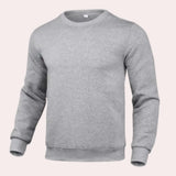 Men's gray crewneck sweatshirt in size XL featuring long sleeves, soft jersey fabric, and casual design suitable for a unisex wardrobe.