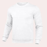 Men's cream crewneck sweatshirt in extra-large size, featuring long sleeves and a classic collar. The soft jersey material offers a casual and comfortable fit, ideal for a unisex wardrobe essential.