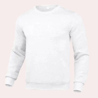 Men's cream crewneck sweatshirt in extra-large size, featuring long sleeves and a classic collar. The soft jersey material offers a casual and comfortable fit, ideal for a unisex wardrobe essential.