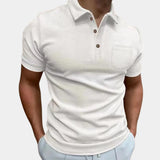 Men's designer white polo shirt in size 3XL, featuring short sleeves, a classic collar, and a lightweight, breathable fabric.