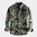 Men's tactical outerwear jacket in camouflage style with long sleeves, collar, and military pattern, size 3XL.