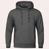 Men's dark gray fleece-lined zip-up hoodie featuring long sleeves and a comfortable, lightweight design for everyday wear.