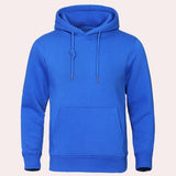 Men's blue fleece-lined zip-up hoodie, featuring a lightweight design with full-length sleeves and a comfortable collar.