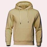 Men's fleece-lined tan zip-up hoodie in khaki, size XL, featuring a lightweight design with long sleeves and a comfortable collar for everyday wear.