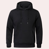Men's fleece-lined black zip-up hoodie in XL size, featuring long sleeves and a comfortable collar designed for lightweight everyday wear.