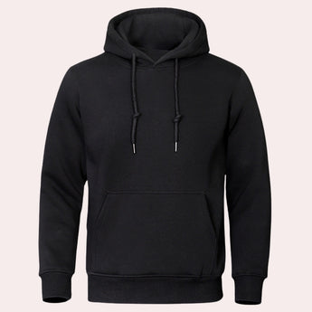 Men's fleece-lined black zip-up hoodie in XL size, featuring long sleeves and a comfortable collar designed for lightweight everyday wear.