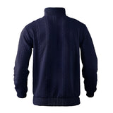 Men's grey cable-knit turtleneck wool sweater featuring long sleeves and a high collar, perfect for winter wear.
