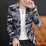 Men's grey camo slim-fit button-up dress shirt in black, size XL, featuring long sleeves and an urban street style design.