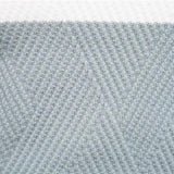 Men's grey ribbed knit sweater with striped pattern and crew neck design, shown against a neutral background.