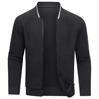 Men's grey slim fit lightweight bomber jacket with arm pocket, shown in black, size 3XL.