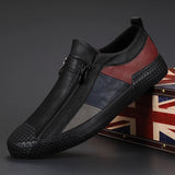 Men's black slip-on sneakers, size 44, featuring grey and red accents, designed for outdoor activities and walking, made with synthetic rubber and composite materials, combining style and comfort.