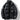 Men's high-collar black insulated puffer jacket with glossy finish, shown in XL size.
