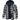 Men's insulated winter jacket in blue plaid pattern with a hood, featuring quilted design and stylish detailing, suitable for cold weather.