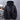Men's insulated bright orange hooded winter puffer jacket with long sleeves and a grey collar, displayed in a black color variant, size 5XL.