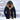Men's blue insulated winter parka with hood, designed to be snow-resistant, featuring long sleeves and a collar, size 5XL.