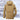 Men's insulated hooded tan winter jacket with a snow-resistant parka design, featuring a fur-lined collar and sleeves, made from natural materials in a light brown color.