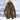 Men's insulated brown hooded winter jacket, thermal quilted parka, 7XL, snow resistant with long sleeves and collar.