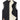 Men's sleeveless navy blue fleece vest with sherpa lining, designed for winter wear. Features a collar and zipper closure, ideal for layering over long-sleeve shirts and jerseys.