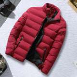 Men's insulated red puffer jacket in size 5XL, designed to be lightweight and water-resistant.
