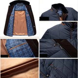 Men's insulated quilted thermal waterproof winter coat with a fur collar in black