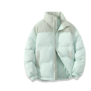 Men's light green insulated puffer jacket, featuring a water-resistant design with long sleeves and a sleek collar, available in 4XL size.