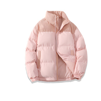 Men's light blue puffer jacket with a water-resistant finish, featuring long sleeves and a stylish design.