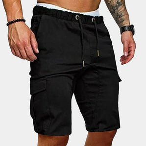 Men's lightweight black cargo shorts with multiple pockets, suitable for casual summer wear, shown in size 2XL.