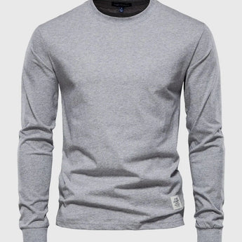 Men's light gray lightweight cotton blend crewneck sweatshirt in size 3XL, featuring long sleeves and a solid color design.