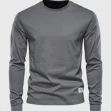 Men's dark gray lightweight cotton blend crewneck sweatshirt in size 3XL, featuring long sleeves and a classic solid color design.