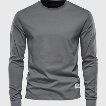 Men's dark gray lightweight cotton blend crewneck sweatshirt in size 3XL, featuring long sleeves and a classic solid color design.